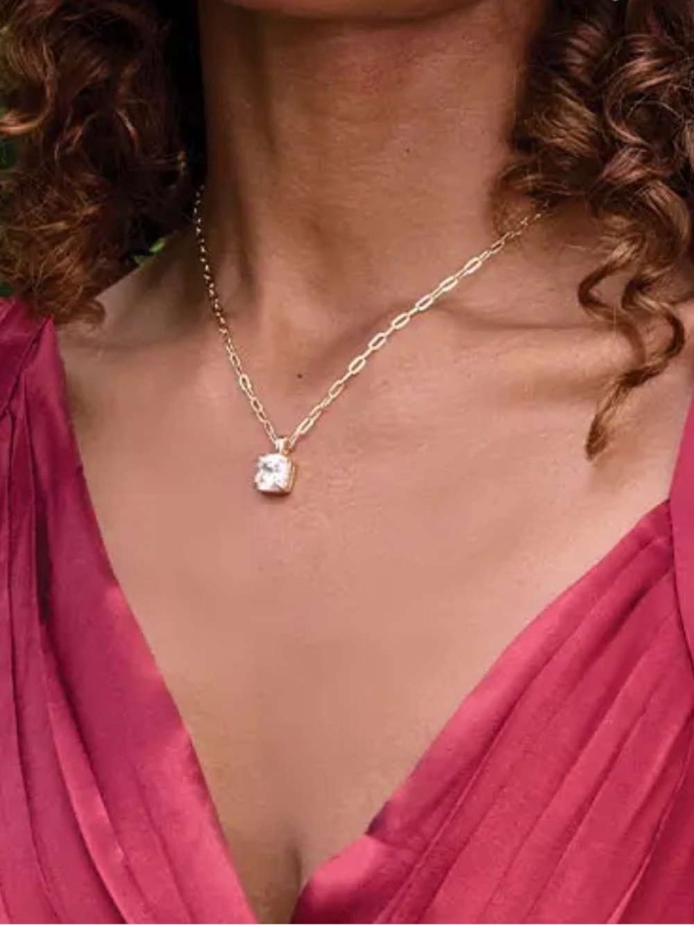 Park Lane Veil Gold-Tone Necklace with Clear Cushion Pendant - Picture 2 of 9
